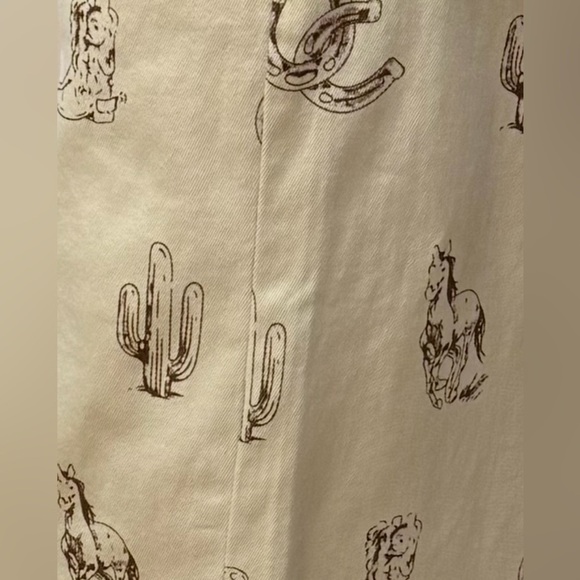 Easel Beige Denim Pants with Wester Print - Picture 4 of 5